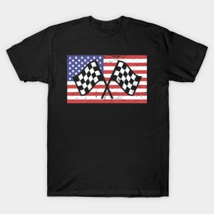 American Flag | Race Car Racing Gift T-Shirt